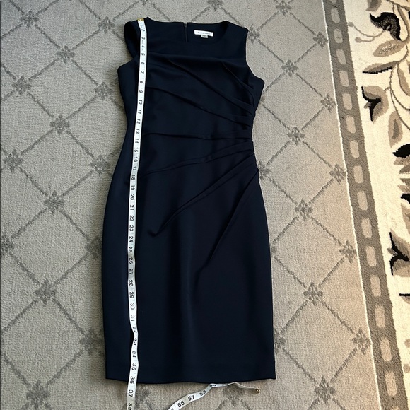 Calvin Klein Navy Blue Midi Cocktail Sheath Dress - Picture 5 of 7